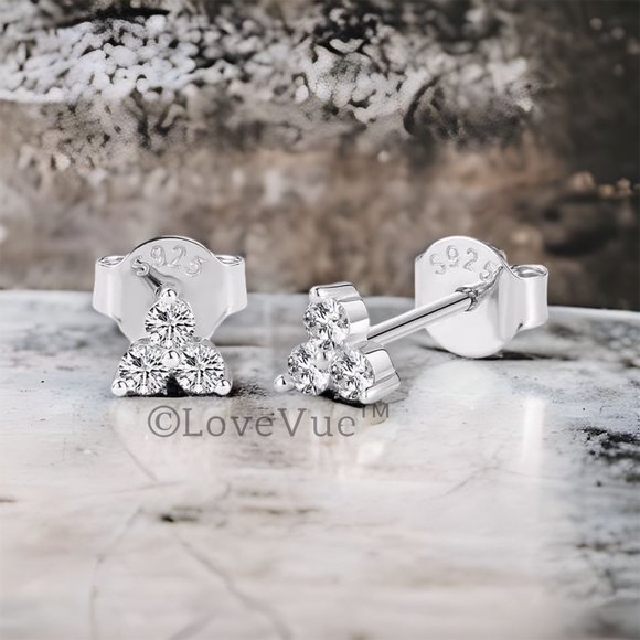 0.20ct. t.w. Diamond Tri-stone Brilliant Cut Stud Earrings - Picture 4 of 16